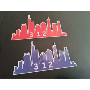 Chicago IL 312 Decal Area Code Phone Sticker City Skyline (2 Pack)